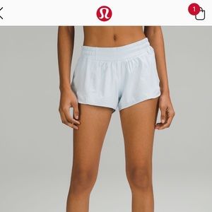 Light blue Lululemon Hotty Hot 2.5 shorts